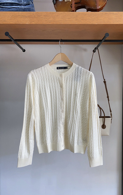 保罗彼得女士圆领长袖针织开衫