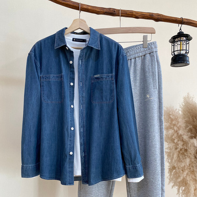 男士复古轻工装长袖牛仔衬衫 保罗彼得专柜同款新疆棉COFAC00360