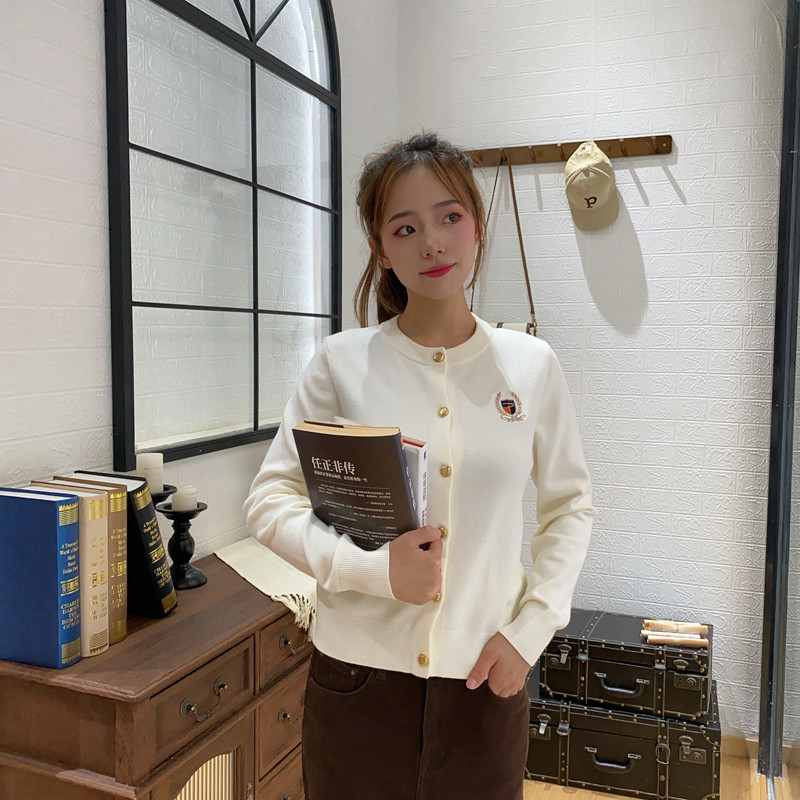 女式学院风保罗彼得针织开衫圆领