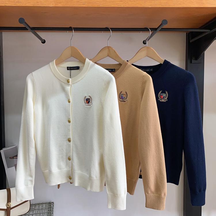 保罗彼得女式长袖针织开衫学院风