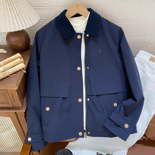 保罗彼得女士秋款翻领夹克藏青色棉服休闲百搭时尚YIFCJ01091
