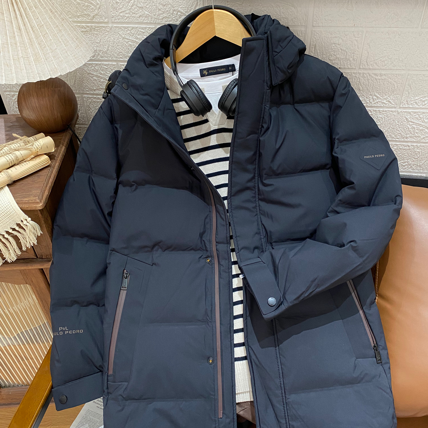 保罗彼得男士中长款羽绒服