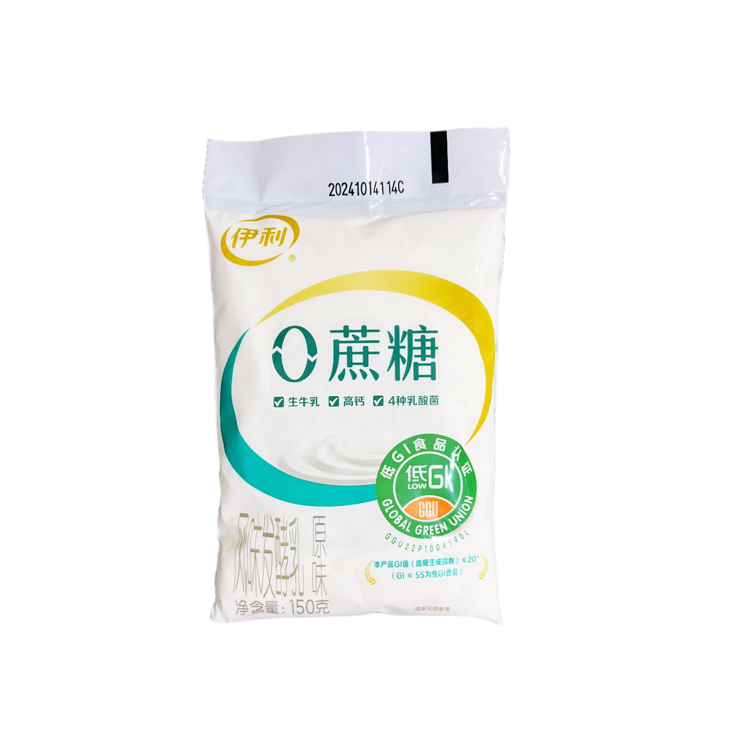 伊利0蔗糖高钙原味发酵乳150克袋装酸奶原味酸奶
