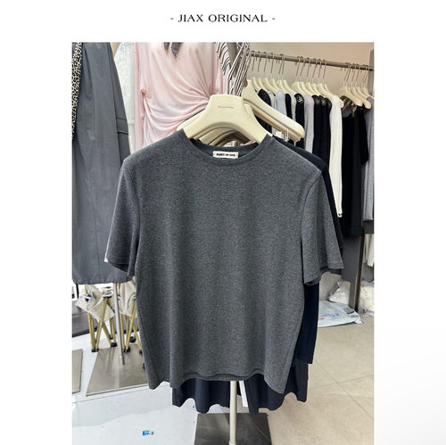 UPONE 春夏简约纯色薄款圆领短袖t恤女ins韩版百搭麻棉短款上衣