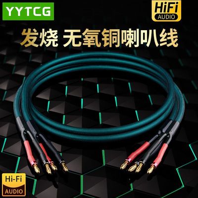发烧级无氧铜喇叭线音响线5N纯铜针插Y插功放音箱线2米杨阳喇叭线