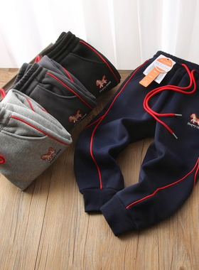 LY25633小马刺绣开衩加绒卫裤（清）