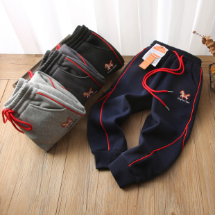 LY25633小马刺绣开衩加绒卫裤 清