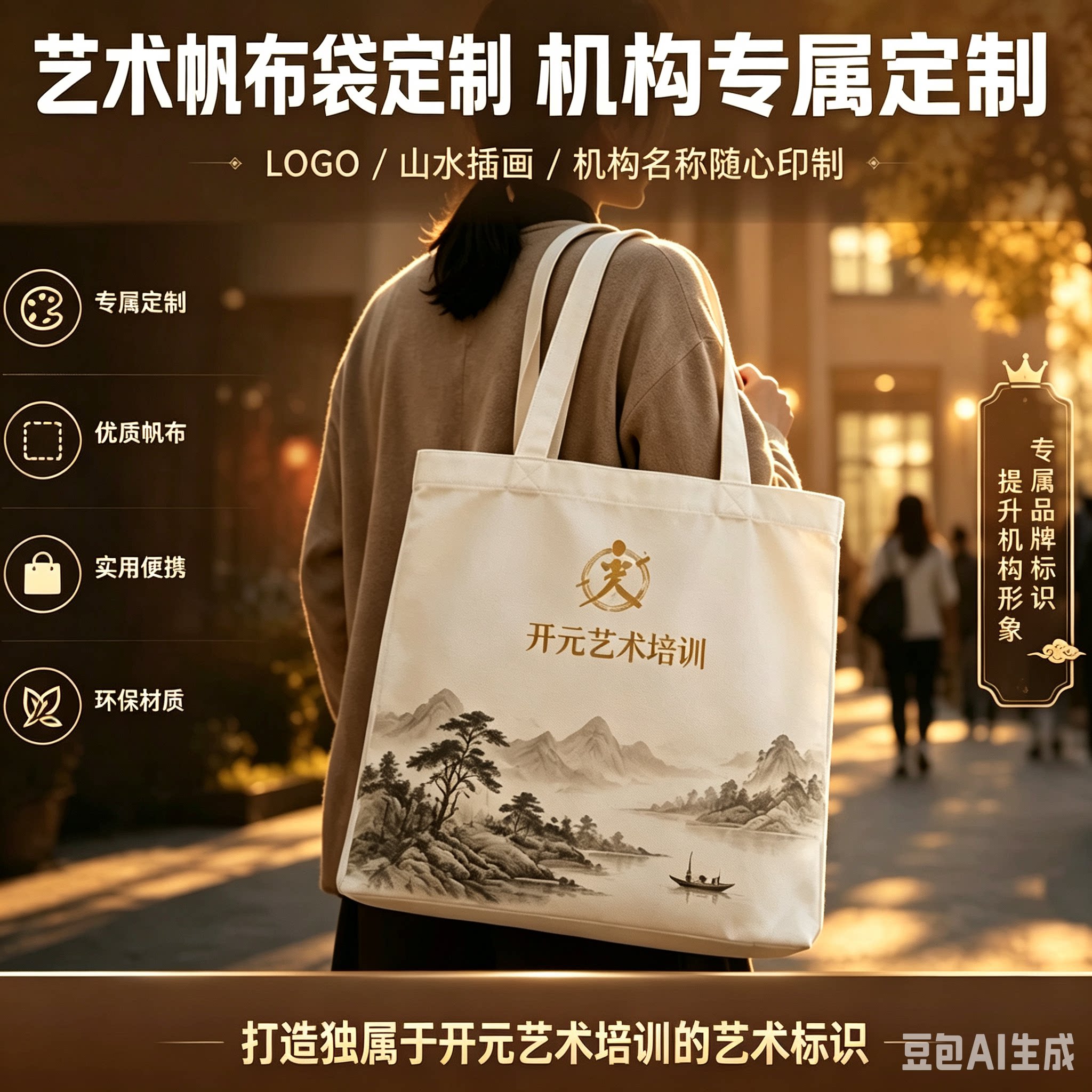 艺术培训机构帆布袋定制招生广告