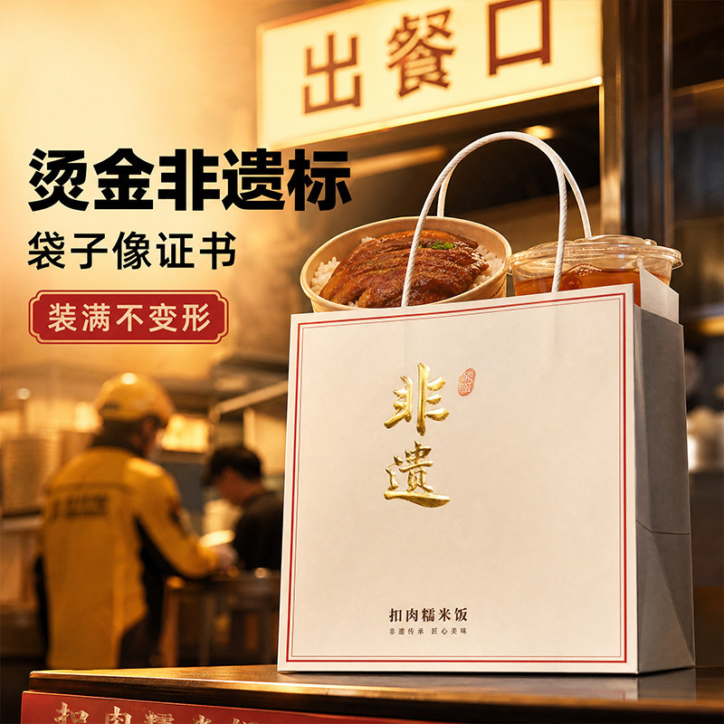 餐饮烫金包装袋手提袋定制