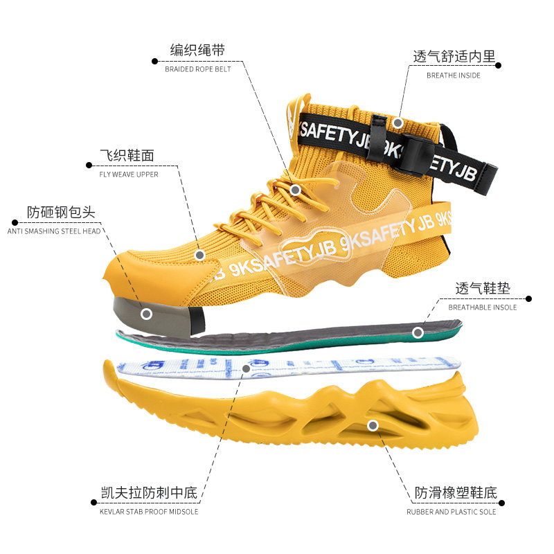 GERMAN IMPORTED LABOR PROTECTION SHOES MENS ANTI-SMASHING AND ANTI-PUNCTURE STEEL HEAD CONSTRUCTION SITE THREE-PROOF HIGH-GRADE SOFT SOLE BREATHABLE AND HIGH-END IN SUMMER