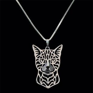 热销礼物女孟加拉豹猫吊坠项链欧美情侣合金宠物猫项链