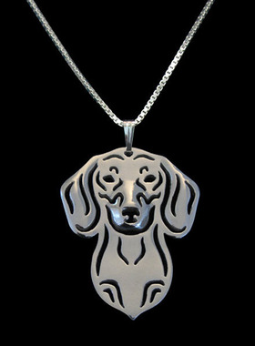 欧美时尚厂家直销金属首饰腊肠狗项链情侣镀银PET吊坠项链