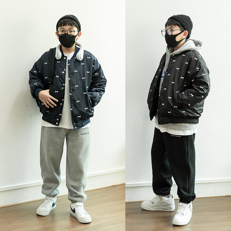 帅气加厚夹棉棒球外套