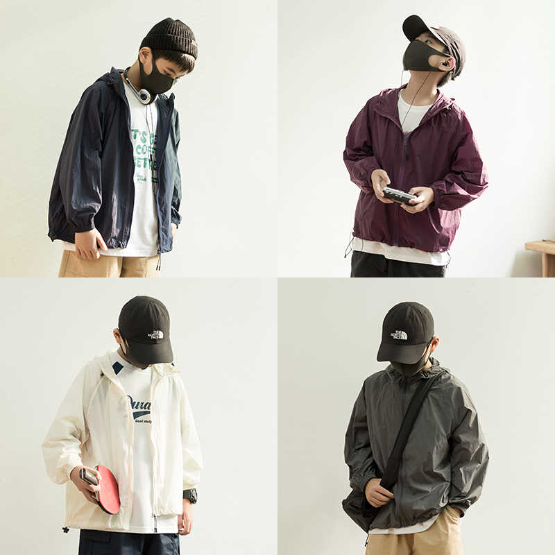 儿童防晒衣男童轻薄透气防紫外线外套夏季大童纯色户外速干皮肤衣