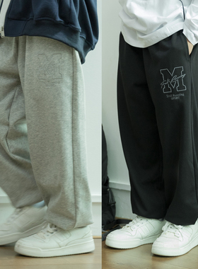 男童裤子2025秋季新款童装中大童宽松灰色卫裤胖儿童黑色休闲裤潮