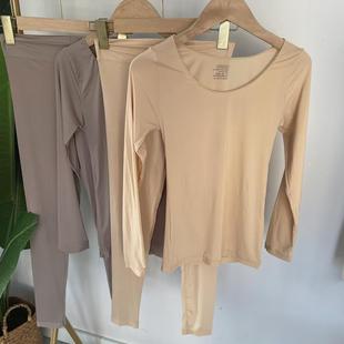 无痕超薄自发热无痕保暖内衣女士秋衣上衣热能肌底美肤衣打底红