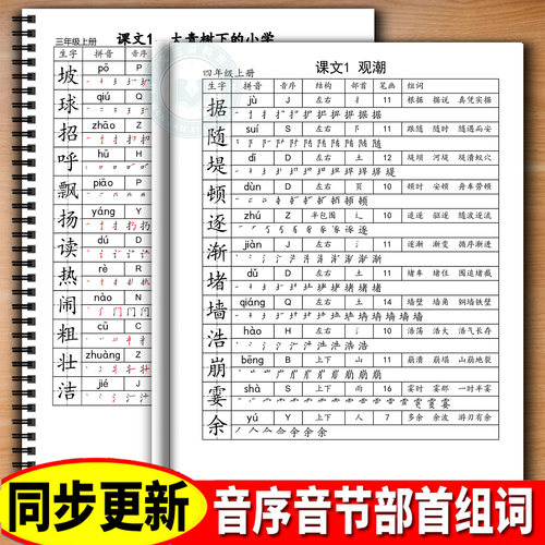 人教版1-6年级上册生字组词预习