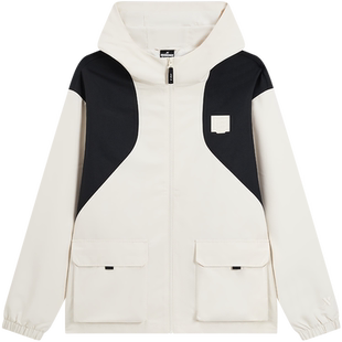 特步外套男女25新款秋冬撞色大口袋运动上衣休闲宽松夹克双层风衣