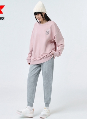 特步运动卫衣男女2025秋冬款保暖卫衣百搭上衣宽松休闲套头衫