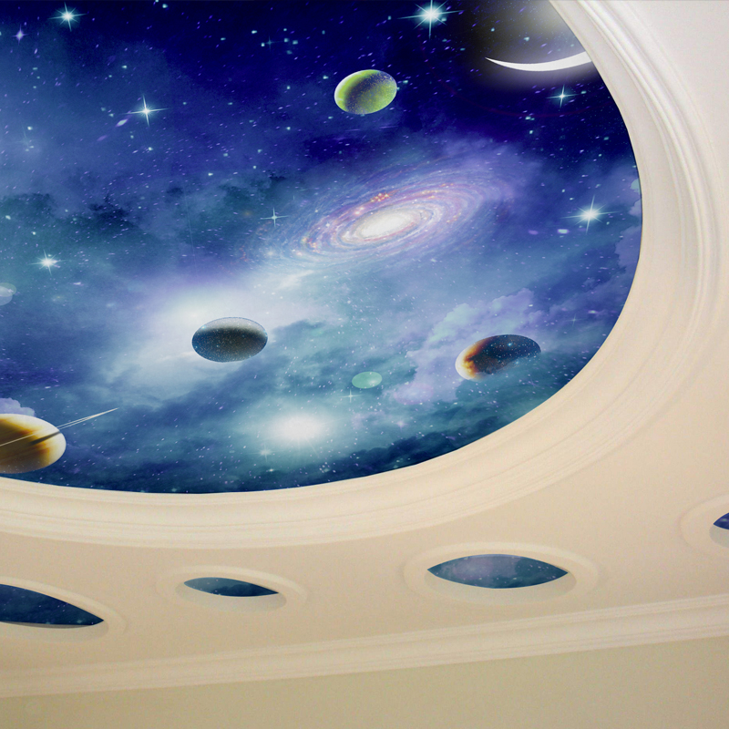 儿童房墙布男孩壁布屋顶星空装饰壁纸新款太空天花板墙纸定制壁画图片