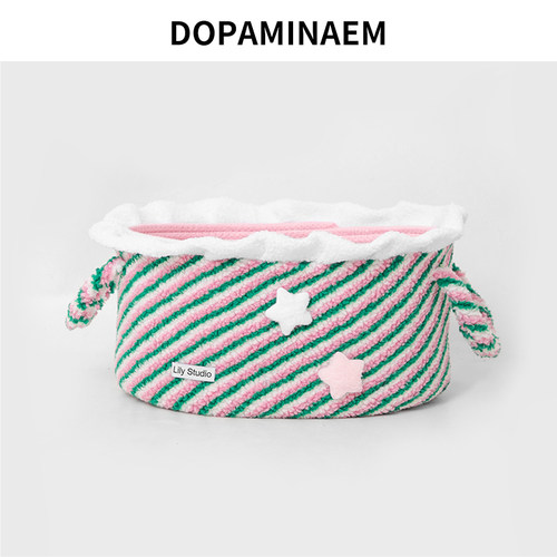 星星收纳筐编织篮带提手款零食篮