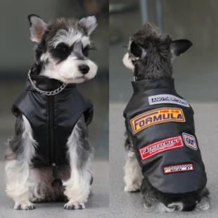 宠物猫狗衣服 秋冬保暖防寒时尚机车棉衣马甲 中小大型雪纳瑞衣服