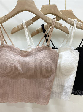 古妃46903细肩带吊带美背抹胸女内搭打底外穿背心带胸垫乳胶内衣