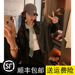 上市小个子不挑人好穿黑2 现货感宽松真皮优质甜美显瘦新款