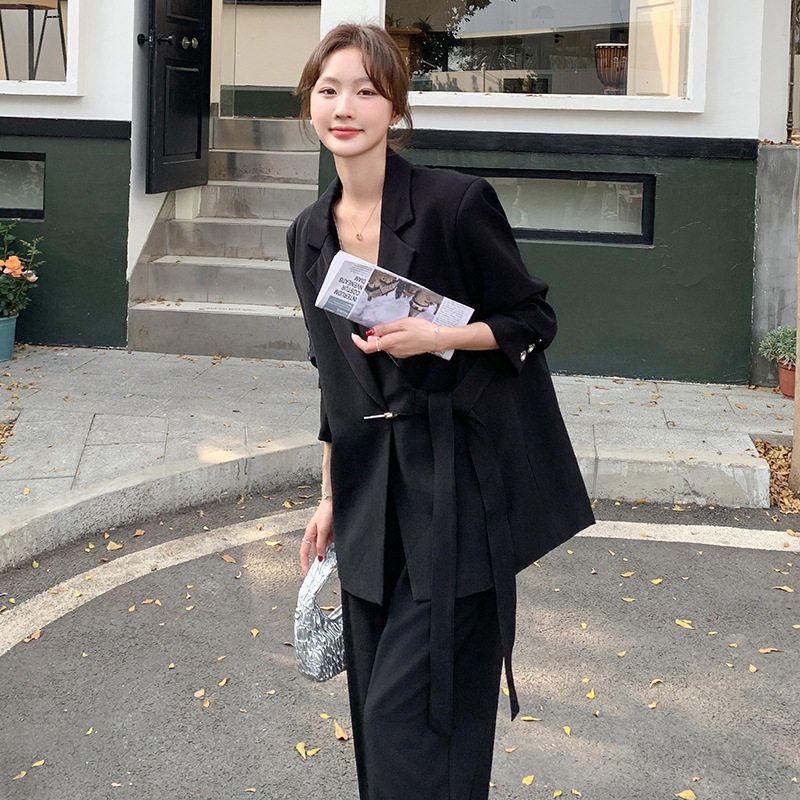 两件套休闲2025女高级感秋季新款套装阔腿裤搭御姐穿气质西装西服