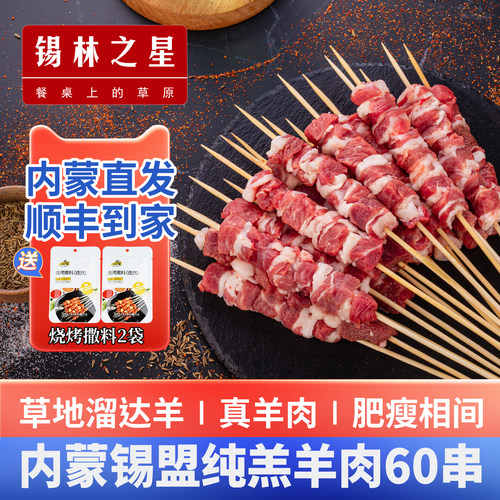 新鲜锡林之星五花60串原切半成品