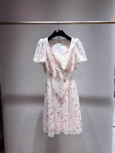 通勤A字裙聚酯纤维植物花卉