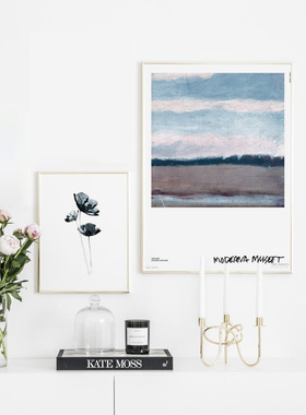 liveart 蓝色水彩花卉餐厅客厅卧室现代简约原版装饰画海报poster