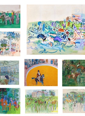 liveart法国画家劳尔杜飞Raoul Dufy马术风景装饰画海报