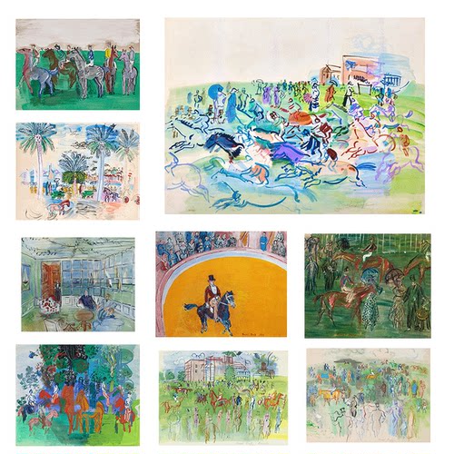 liveart法国画家劳尔杜飞Raoul Dufy马术风景装饰画海报