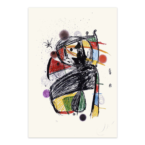 进口法国Maeght玛格画廊MIRO Joan胡安米罗限量石版画装饰画海报