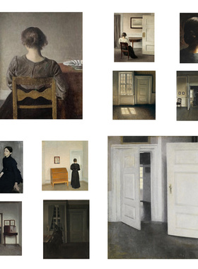 liveart哈默修伊Vilhelm Hammershoi午睡灰色调中古风原版装饰画