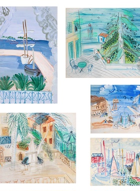liveart法国画家劳尔杜飞Raoul Dufy浪漫城市情侣装饰画海报