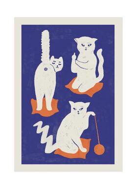 进口瑞典斯德哥尔摩美术馆Moa Schulman猫咪小众原版海报PUSSIES