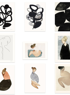 进口荷兰PSTR Studio*Jorgen Hansson简约线条人体艺术原版装饰画