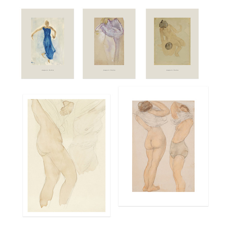 liveart 复古抽象艺术诗意人体原版装饰画 Auguste Rodin