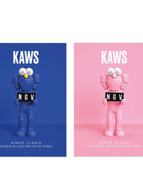 liveart 进口澳大利亚NGV*KAWS 蓝色粉色BFF正版艺术海报GONE