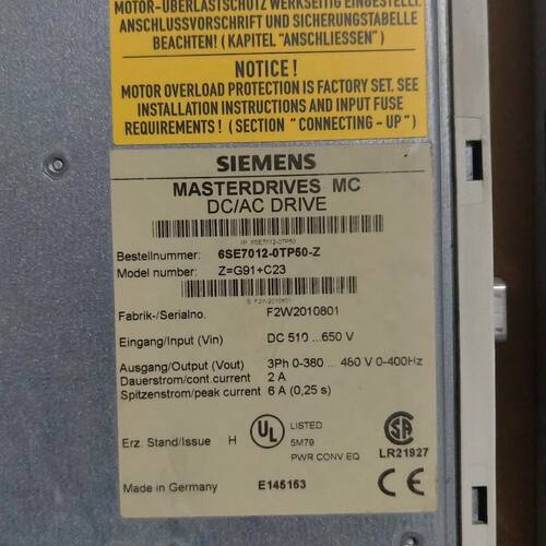 MasterDrives MC驱动器 型号6SE701