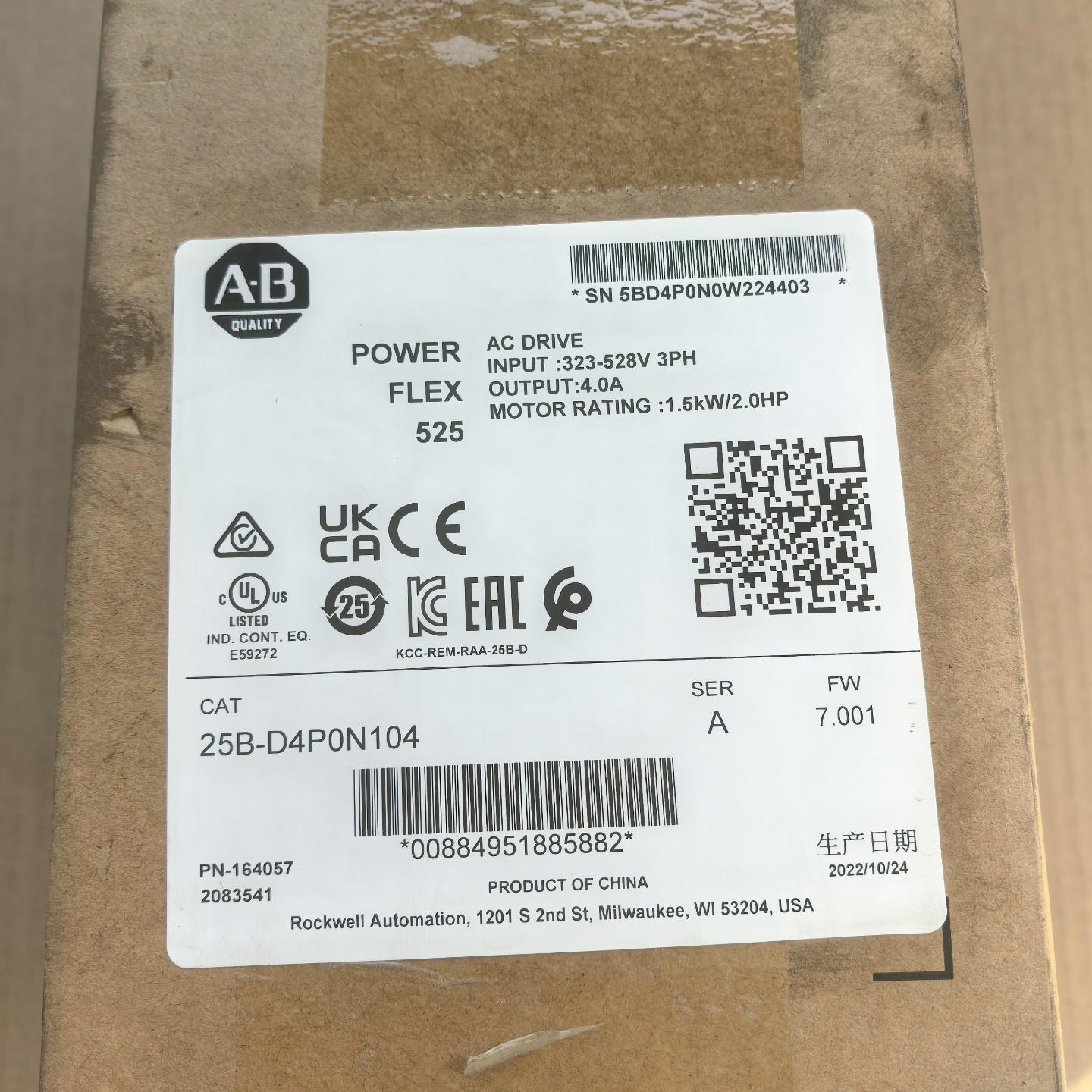 AB罗克韦尔25B-D4P0N104变频器