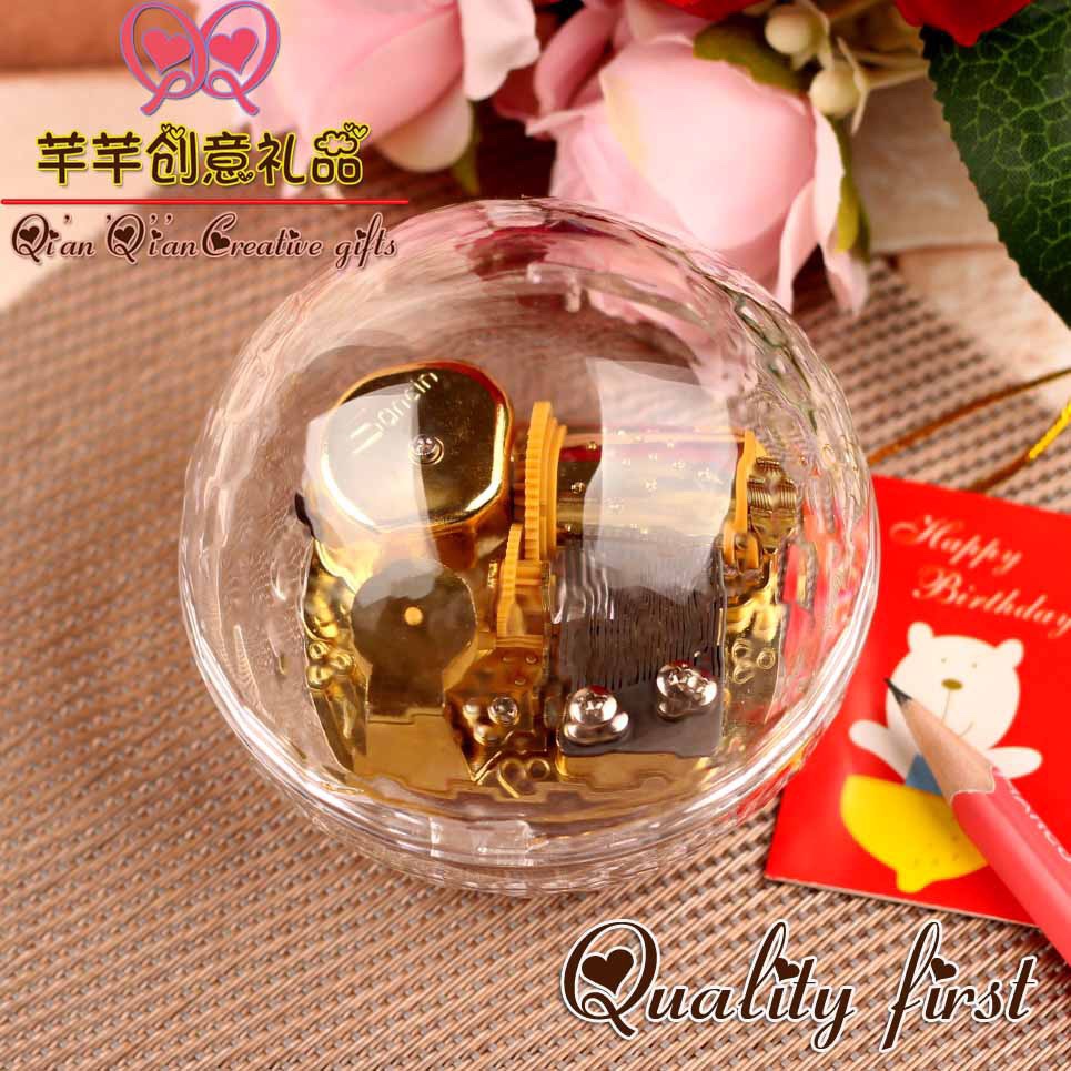 包邮！音乐盒八音盒镀金发条圆球风水招财伴手礼男女情人圣诞礼品