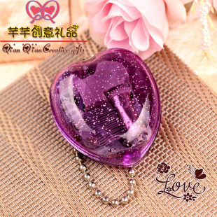 韩版创意礼品音乐盒发条心型挂件钥匙扣送男女生日儿童圣诞情人节