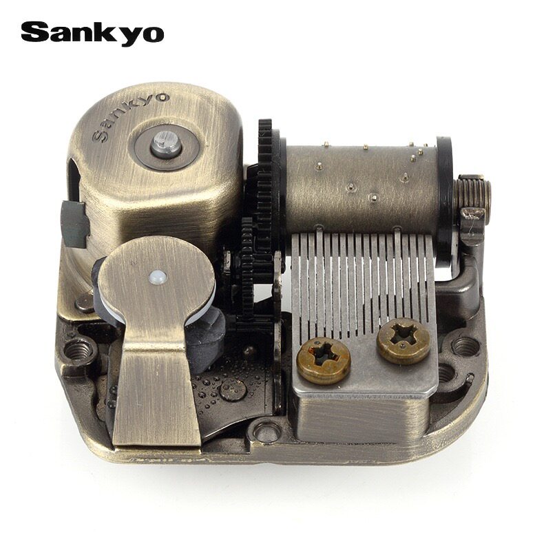 sankyo18音青古铜八音盒发条式机芯多曲现货供应diy玩具天空之城