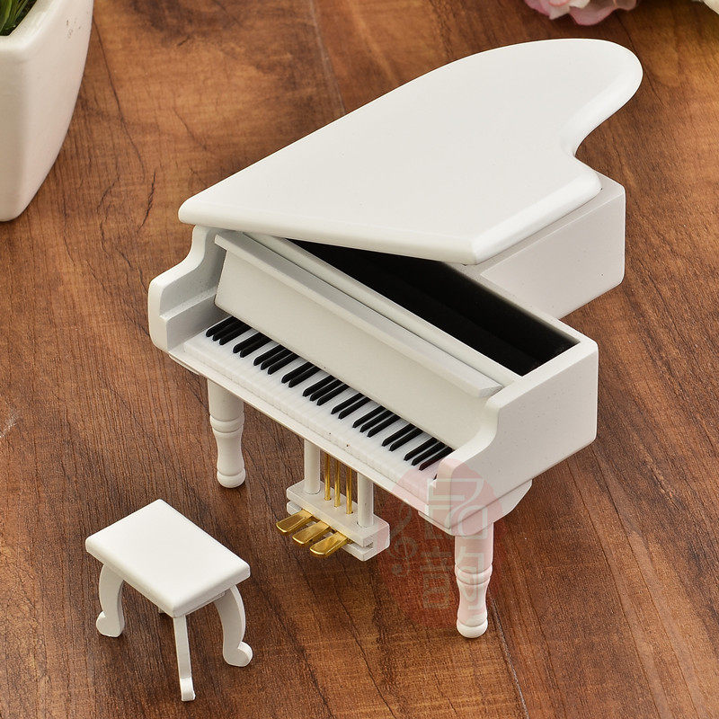 각인된 태엽 오르골 오르골 모조 단단한 그랜드 피아노 남녀 생일 발렌타인 데이 선물 화이트