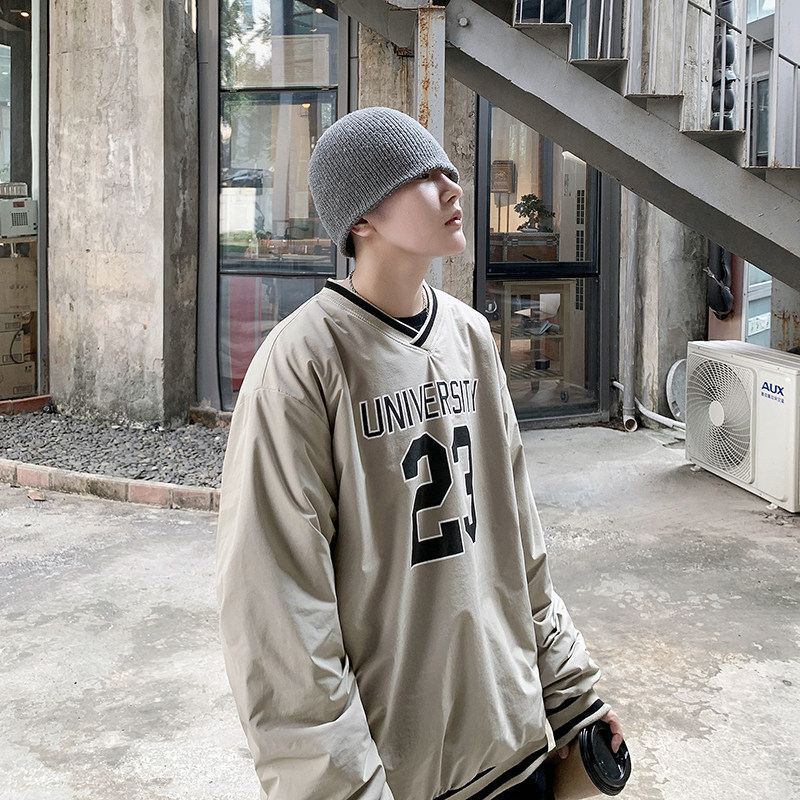秋冬复古美式棒球风棉服宽松套头潮流港风加棉加厚卫衣mj354-p75，男装棉衣，电商B288