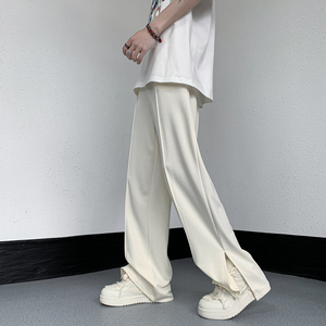 23新夏冰丝针织高个子休闲裤男垂感阔腿开叉高级感西裤CK121-P58图片