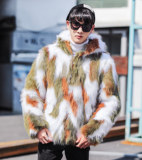 男士外套冬保暖连帽仿皮草加绒棉衣潮男花风衣毛毛棉服mj046-p150，男装风衣，电商B288